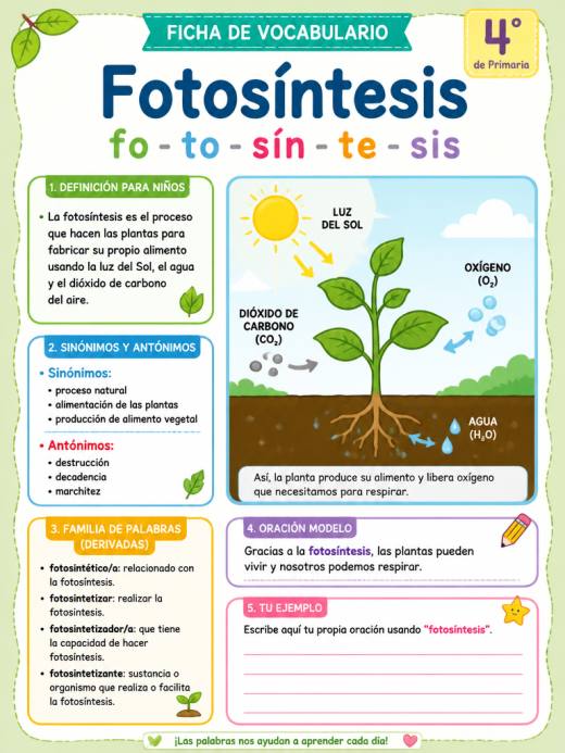 Ficha de Vocabulario: 'Fotosíntesis'