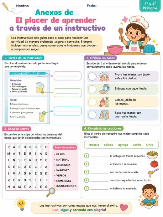 Anexos de El placer de aprender a través de un instructivo (Primaria)