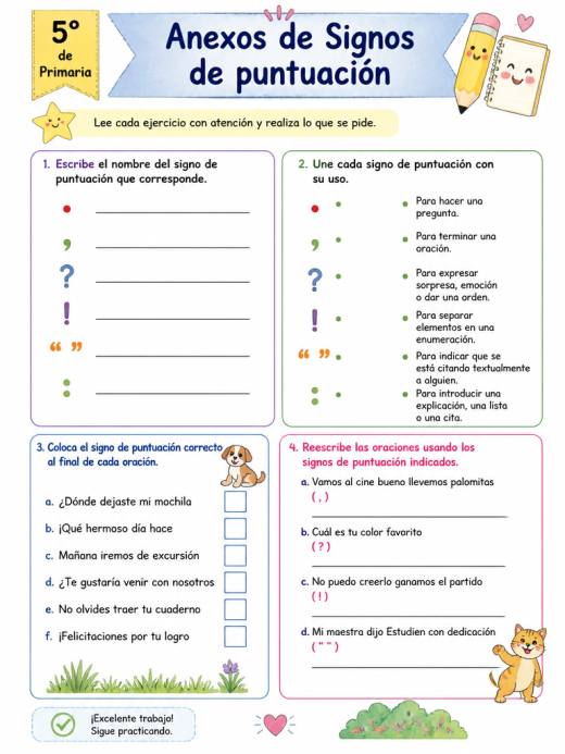 Anexos de Signos de puntuación (5° de Primaria)