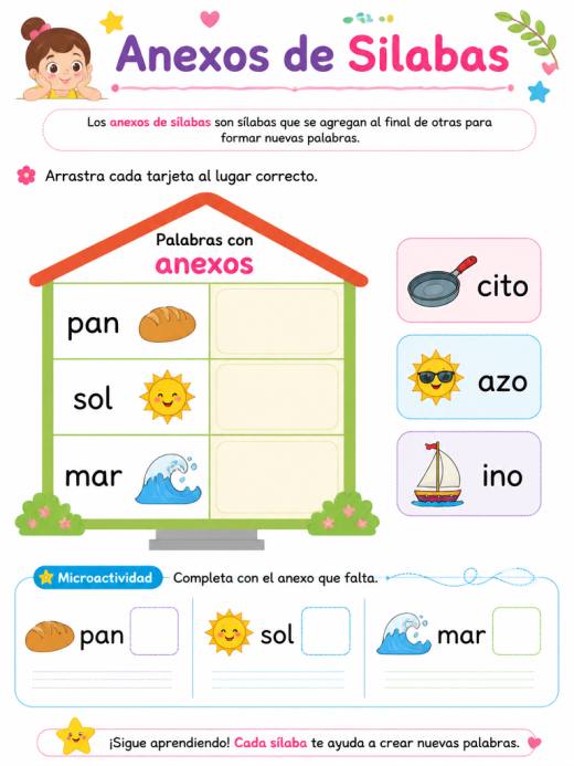 Hoja de Trabajo: Anexos de Silabas (2° de Primaria)