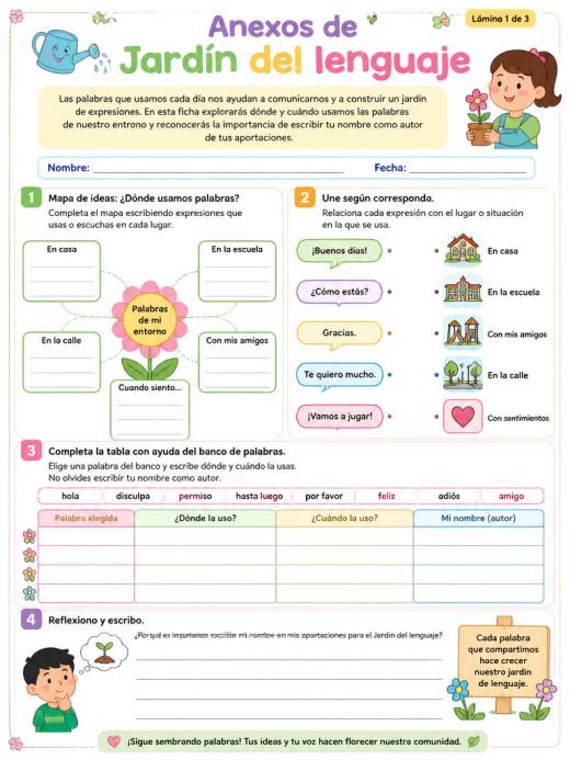 Anexos de Jardín del lenguaje (Primaria)