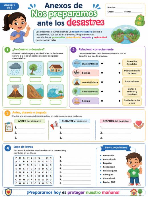 Anexos de Nos preparamos ante los desastres (Primaria)