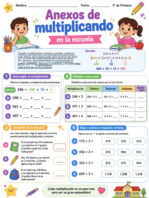 Anexos de multiplicando en la escuela (3° de Primaria)
