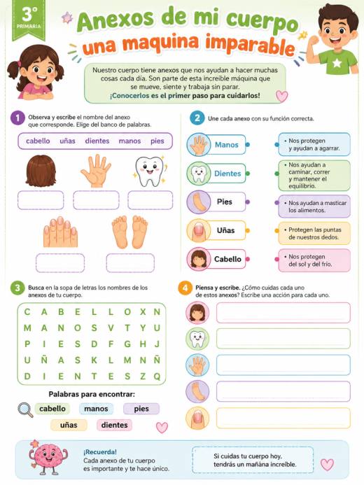 Anexos de mi cuerpo una maquina imparable (3° de Primaria)