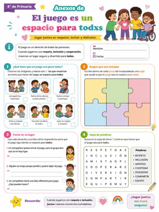 Anexos de El juego es un espacio para todxs (4° de Primaria)