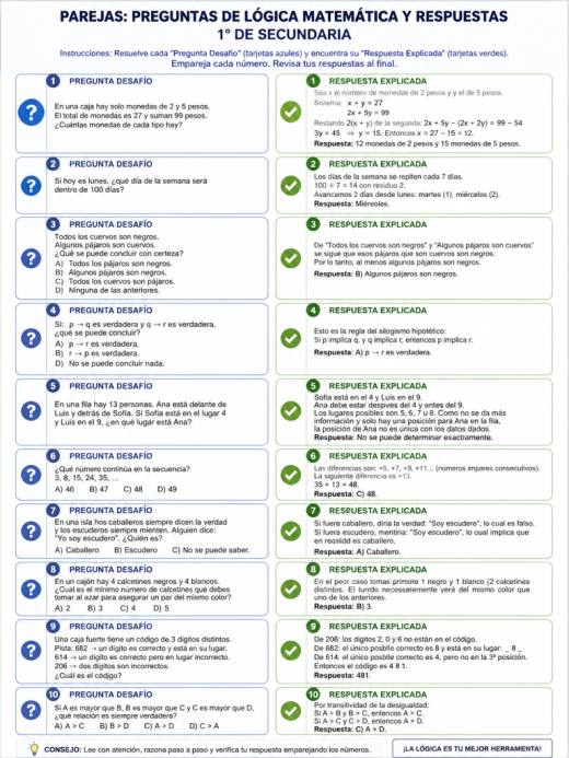 Parejas: Preguntas de Lógica Matemática y Respuestas
