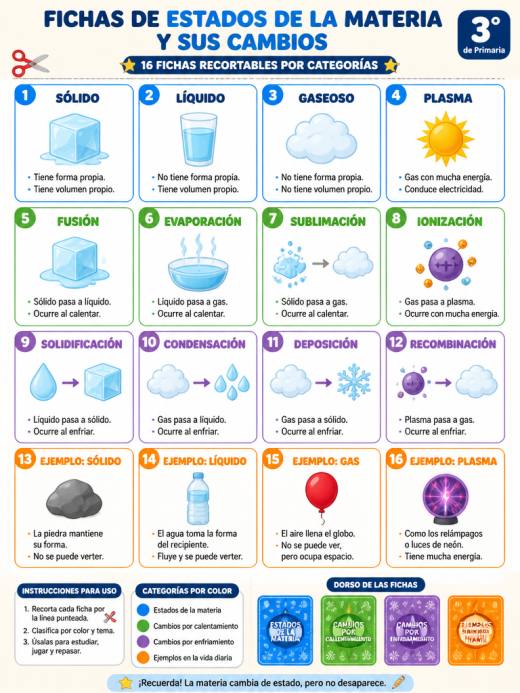 Fichas de Estados de la Materia y sus Cambios