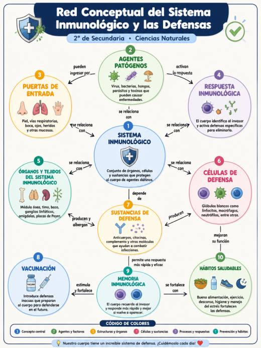 Red Conceptual del Sistema Inmunológico y las Defensas