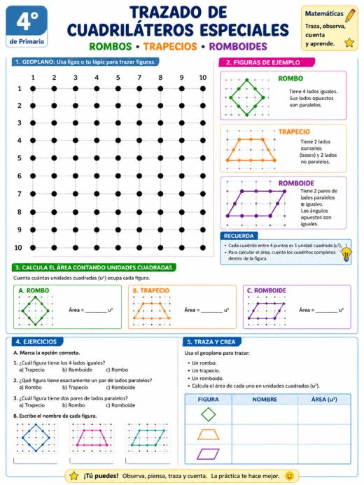 Trazado de cuadriláteros especiales (rombos, trapecios, romboides)