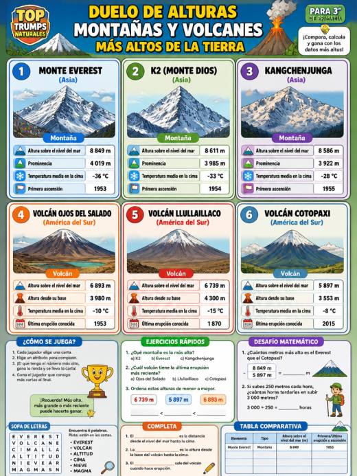 Comparación de Montañas y Volcanes más Altos de la Tierra