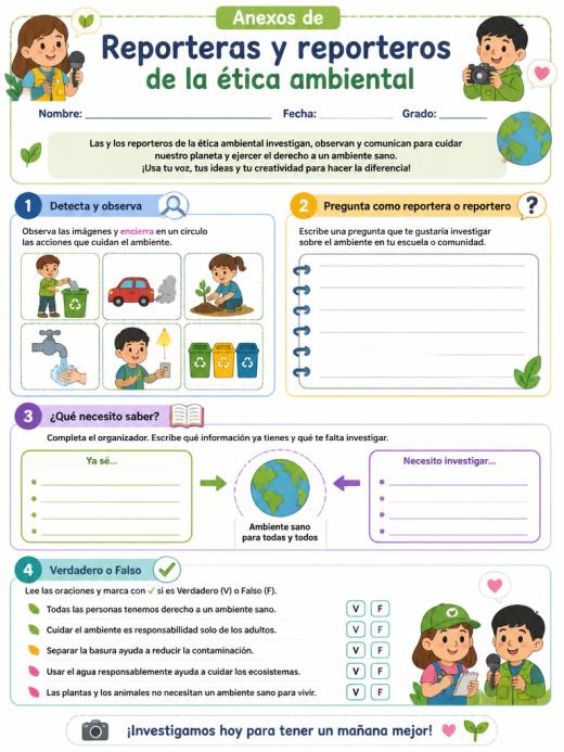 Anexos de Reporteras y reporteros de la ética ambiental (Primaria)
