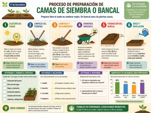 Proceso de preparación de camas de siembra o bancal