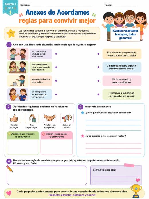 Anexos de Acordamos reglas para convivir mejor (Primaria)
