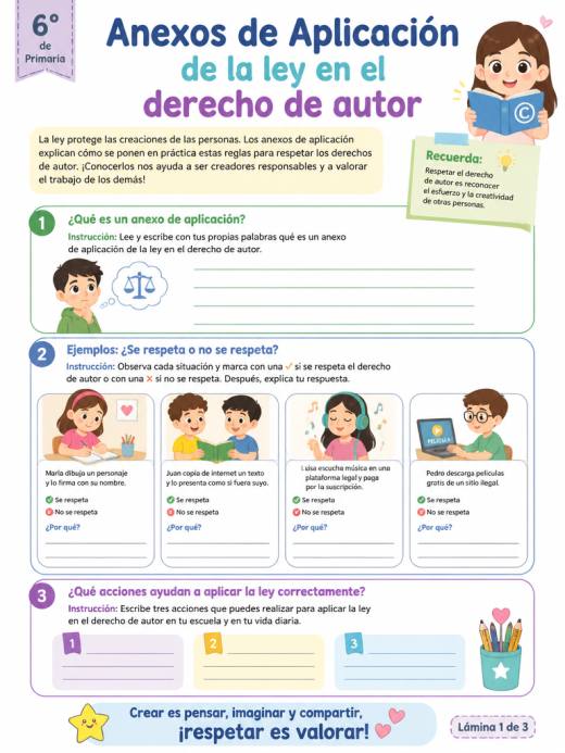 Anexos de Aplicación de la ley en el derecho de autor (6° de Primaria)