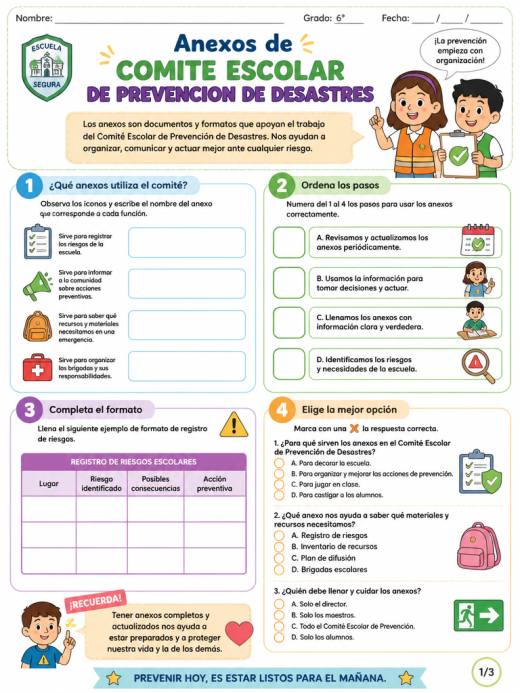 Anexos de COMITE ESCOLAR DE PREVENCION DE DESASTRES (6° de Primaria)