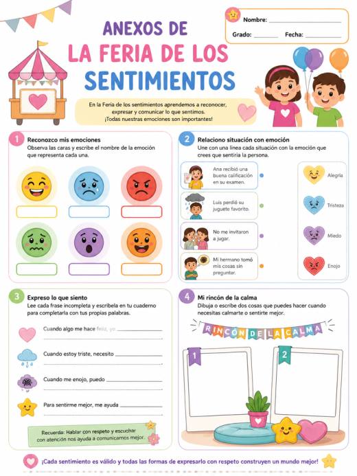 Hoja de Trabajo: Anexos de La Feria de los sentimientos (Primaria) (v2)
