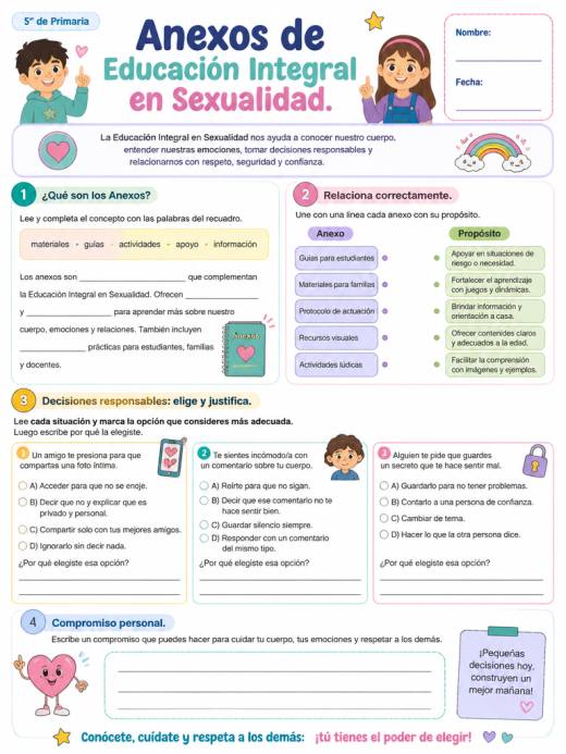 Anexos de Educación Integral en Sexualidad. (5° de Primaria)