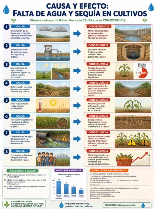 Causa y Efecto: Falta de Agua y Sequía en Cultivos