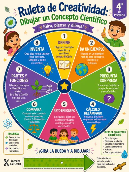 Ruleta de Creatividad: Dibujar un Concepto Científico