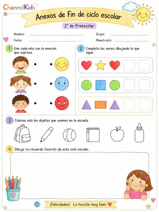 Anexos de Fin de ciclo escolar (2° de Preescolar)