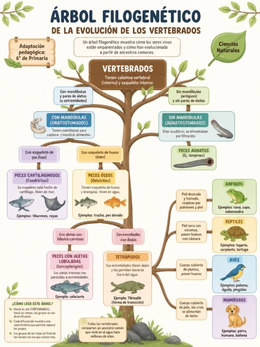 Árbol Filogenético de la Evolución de los Vertebrados
