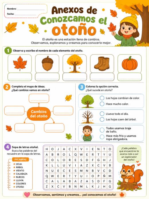Anexos de Conozcamos el otoño (Primaria)