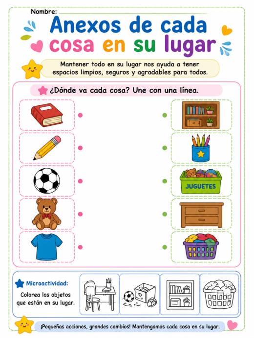Anexos de cada cosa en su lugar (1° de Primaria)