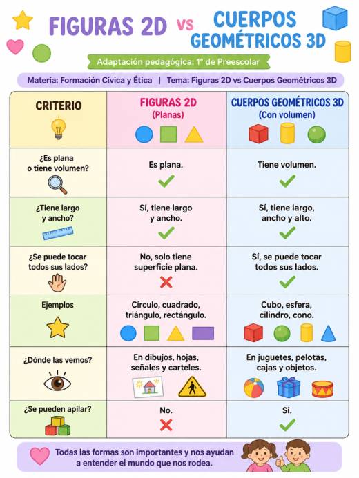 Figuras 2D vs Cuerpos Geométricos 3D