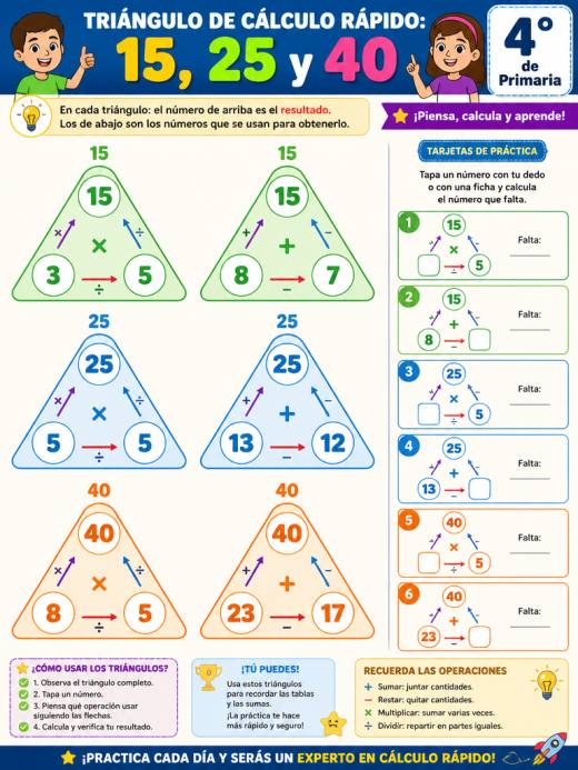 Triángulo de cálculo rápido: 15, 25 y 40