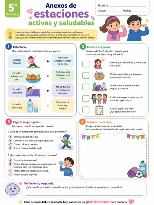 Anexos de estaciones activas y saludables (5° de Primaria)