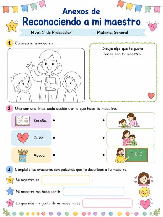 Anexos de Reconociendo a mi maestro (1° de Preescolar)