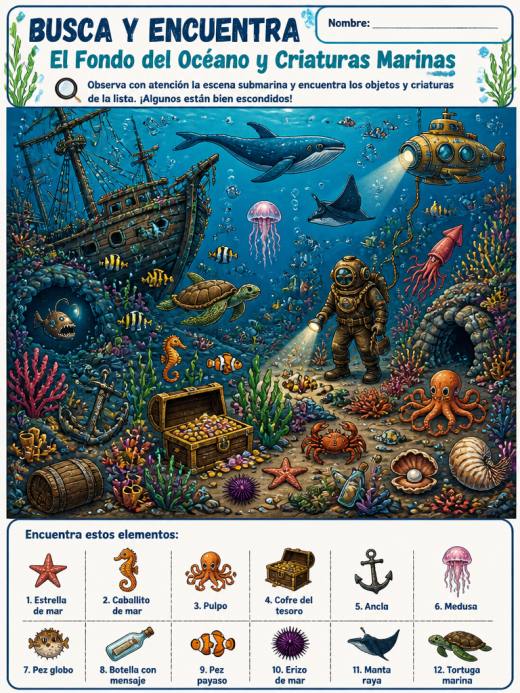 El Fondo del Océano y Criaturas Marinas