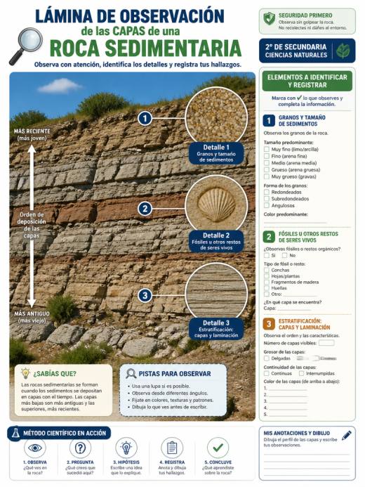 Lámina de Observación de las Capas de una Roca Sedimentaria