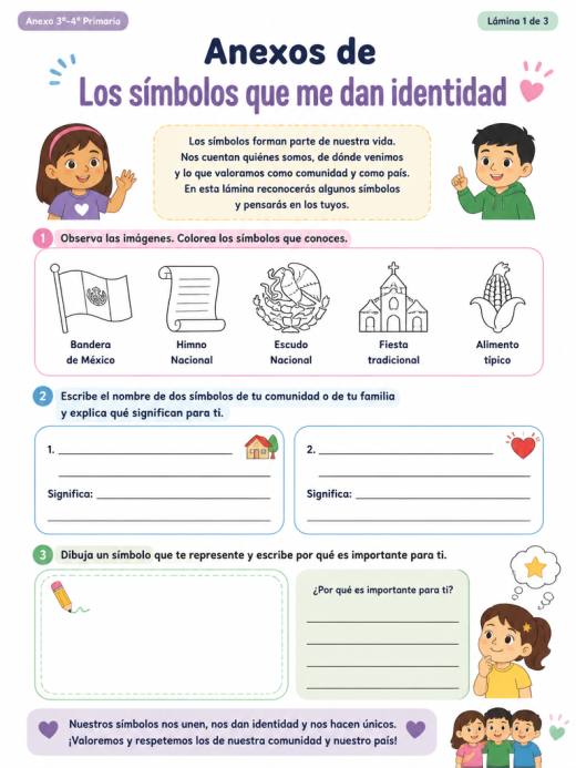 Anexos de Los símbolos que me dan identidad (3° de Primaria)