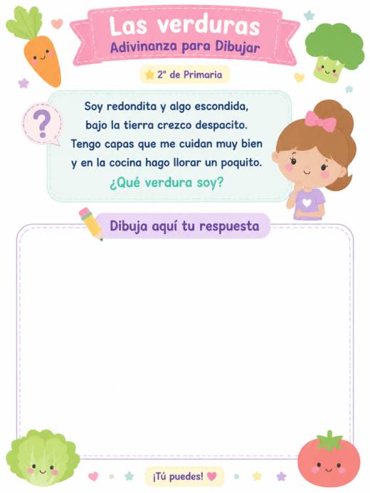 Las verduras – Adivinanza para Dibujar