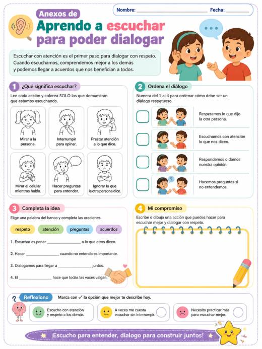 Anexos de Aprendo a escuchar para poder dialogar (Primaria)
