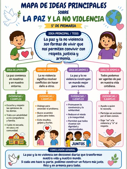 Mapa de Ideas Principales sobre la Paz y la No Violencia