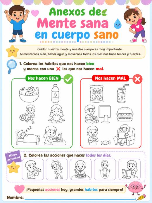 Anexos de Mente sana en cuerpo sano (2° de Primaria)