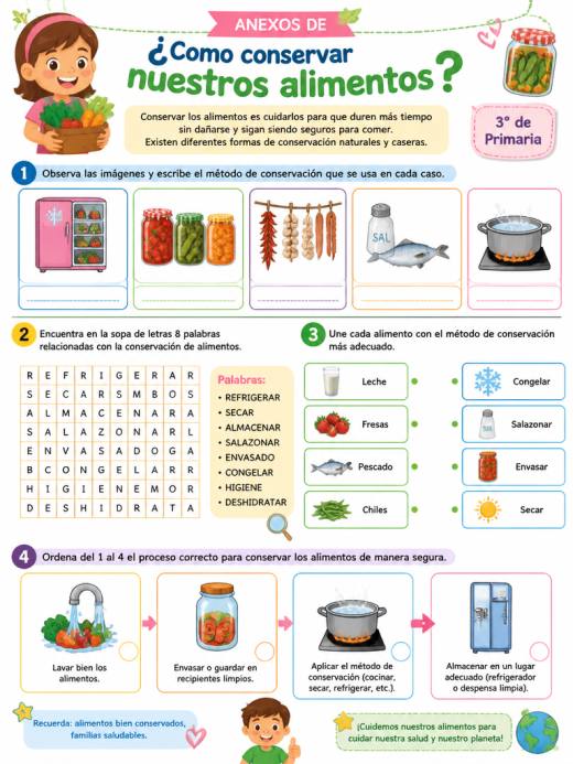 Anexos de ¿Como conservar nuestros alimentos? (3° de Primaria)