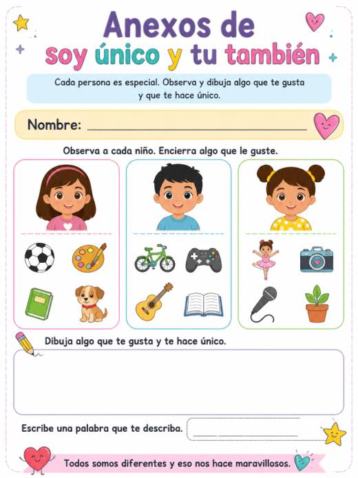Anexos de soy único y tu también (1° de Primaria)