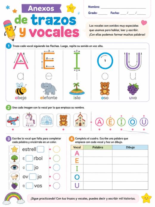 Anexos de trazos y vocales (Primaria)