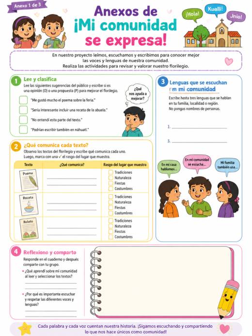 Anexos de ¡Mi comunidad se expresa! (Primaria)