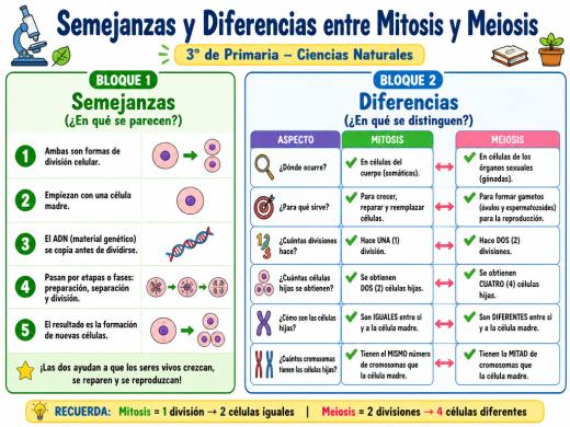 Semejanzas y Diferencias entre Mitosis y Meiosis