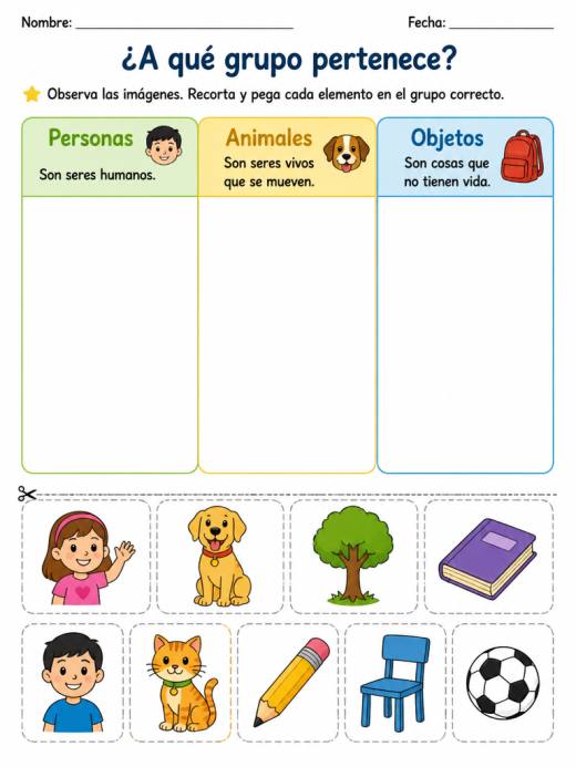 Identificación de nombres de personas, animales y objetos