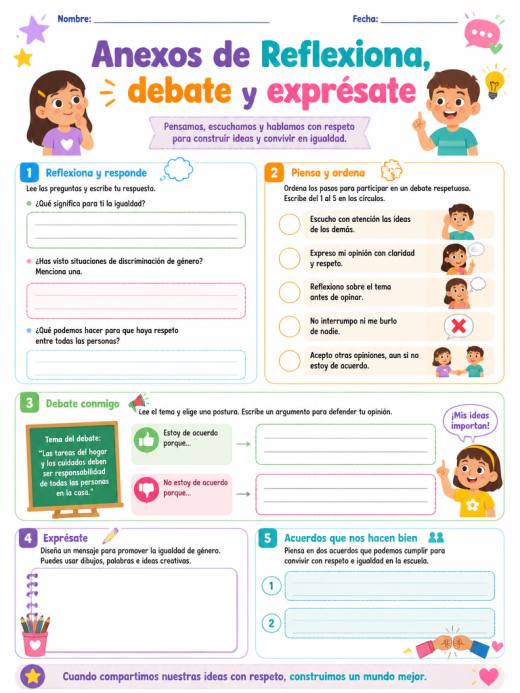 Anexos de Reflexiona, debate y exprésate (Primaria)