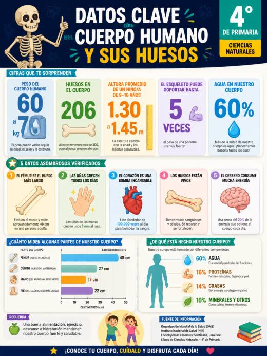 Datos Clave del Cuerpo Humano y sus Huesos