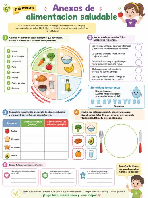 Anexos de alimentacion saludable (6° de Primaria)
