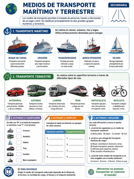 Medios de Transporte Marítimo y Terrestre