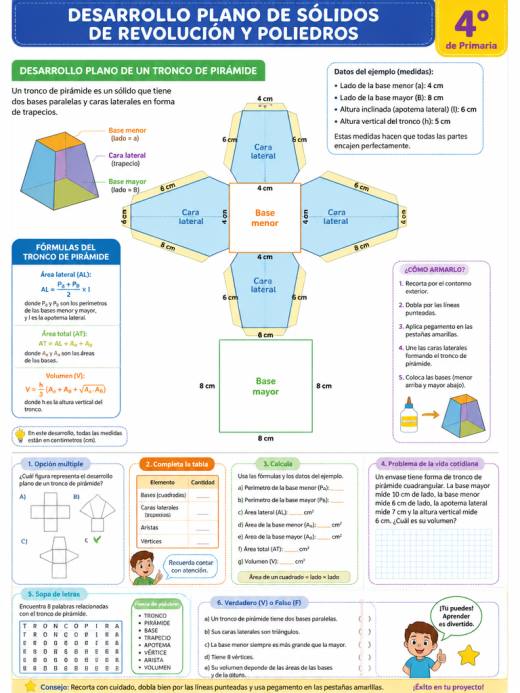 Desarrollo plano de un tronco de pirámide