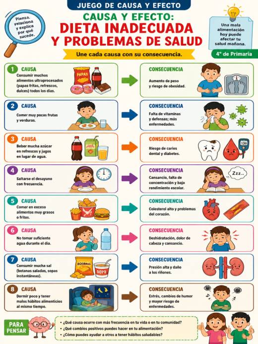 Causa y Efecto: Dieta Inadecuada y Problemas de Salud